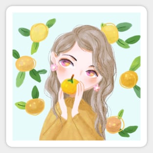 Cute Orange Girl Sticker